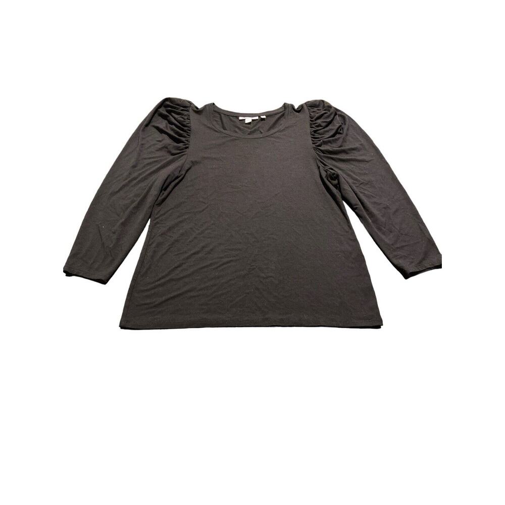 Chicos Blouse Size O Small Black 3/4 Sleeve Top‎